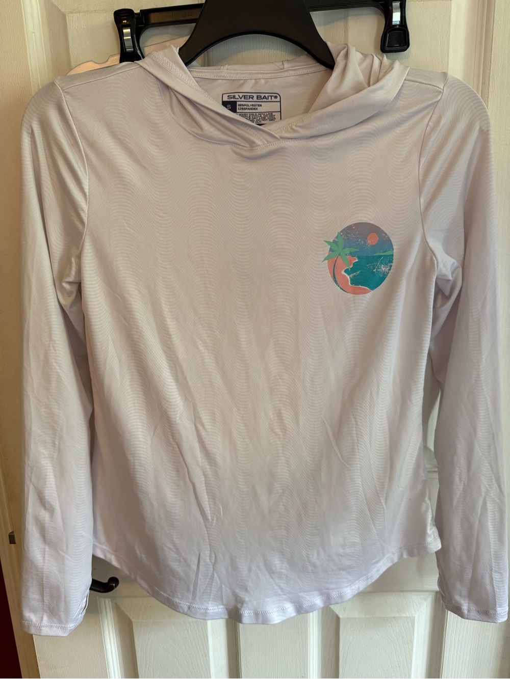 Silver Jeans Girls' White Hooded Long-Sleeve Tee with Beach Graphic